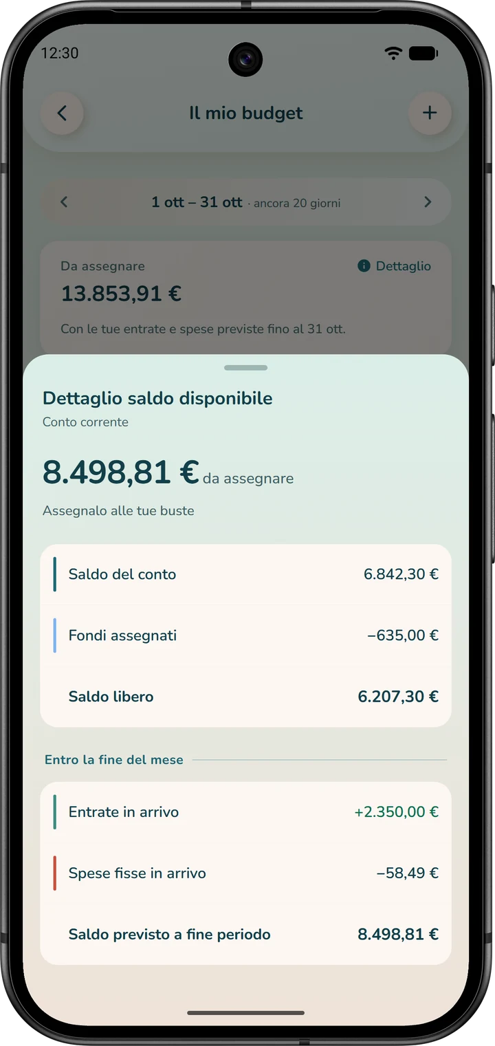 Dettaglio del saldo disponibile: dal saldo libero al «Saldo previsto a fine periodo».