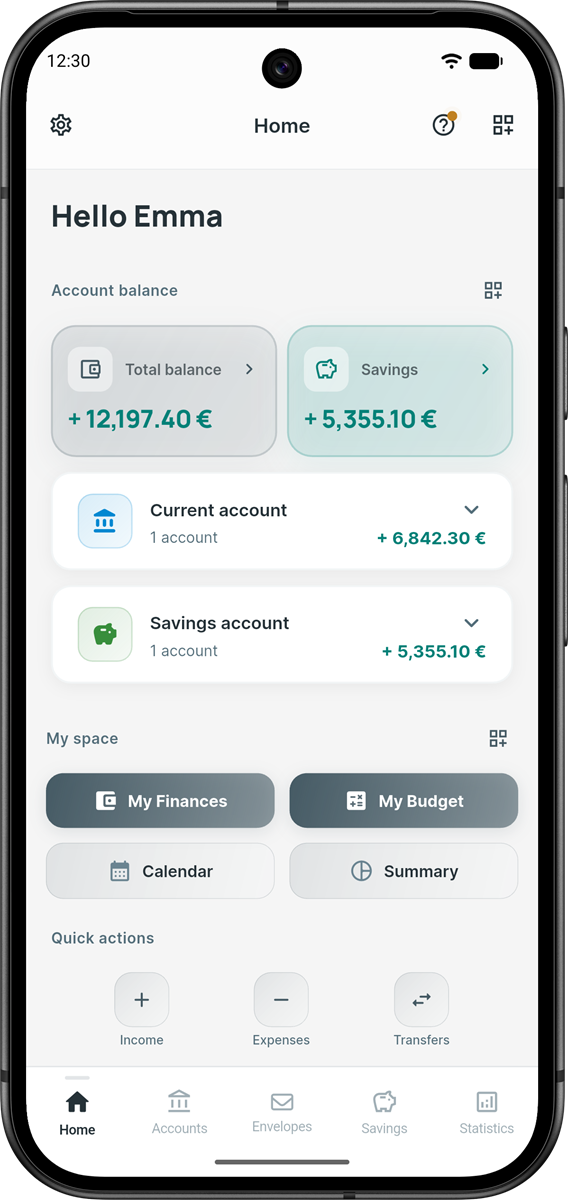 iBudgetAll home screen on a smartphone